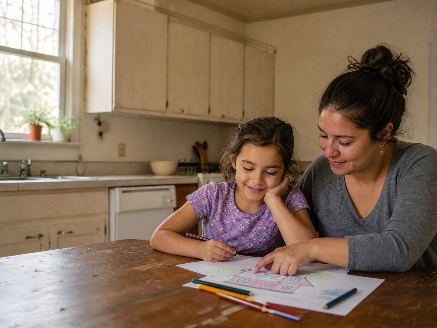 Mother and daughter planning their future home